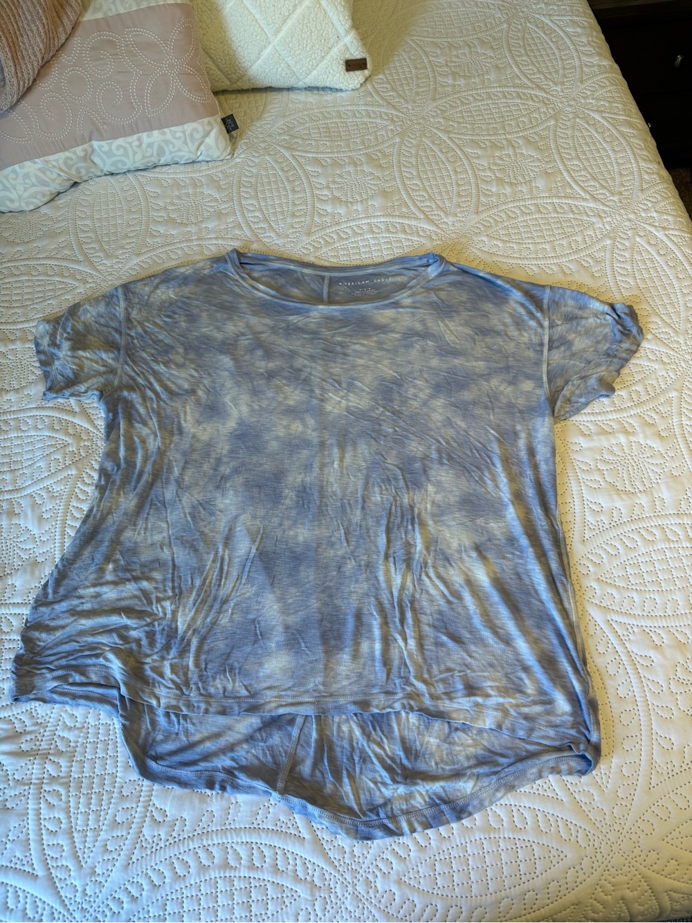 American Eagle Relaxed Tie-Dye Short Sleeve Women's Top - Blue